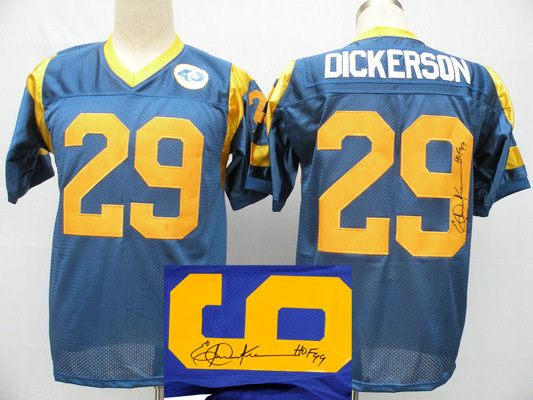 St. Louis Rams #29 Dickerson Blue Signature Throwback Jersey