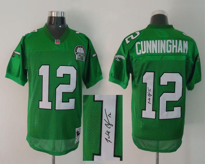 Philadelphia Eagles Cunningham #12 Green Signature Throwback Jersey