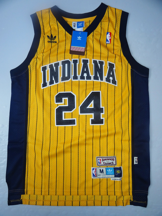 NBA Indiana Pacers Paul George #24 Jersey Yellow Pinstrip