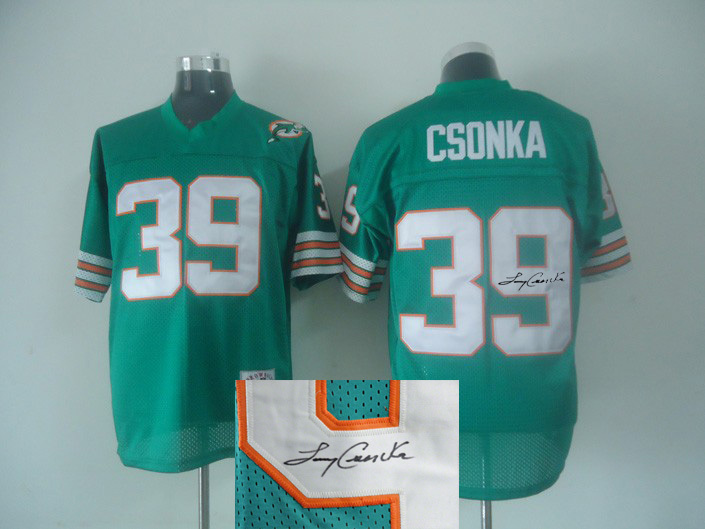 Mitchell & Ness Miami Dolphins Larry Csonka #39 Signature Green Throwback Jersey