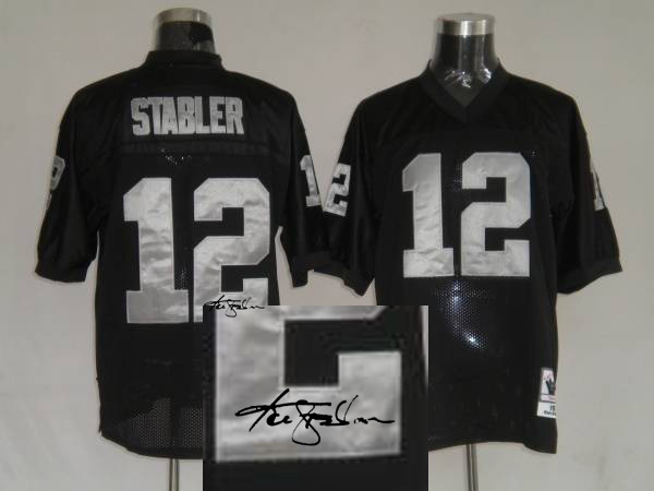 Mitchell & Ness Oakland Raiders #12 Kenny Stabler Black Signature Jersey