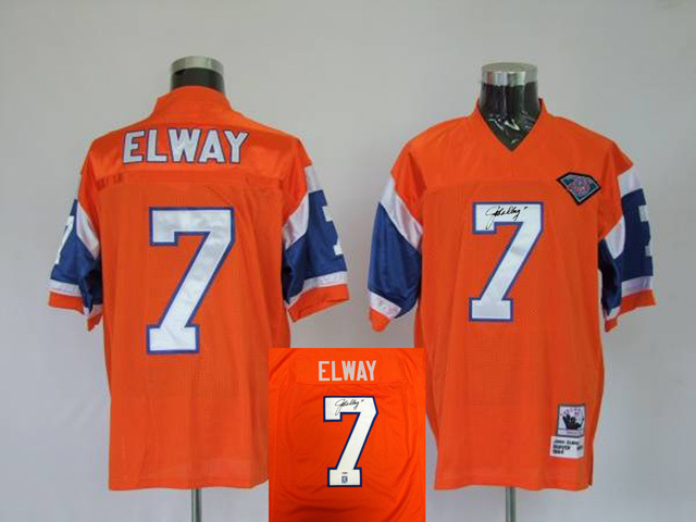 Mitchell & Ness Denver Broncos #7 Elway Signature Orange Throwback Jersey