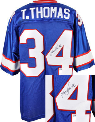 Buffalo Bills #34  Thurman Thomas Throwback Blue Signature Jersey