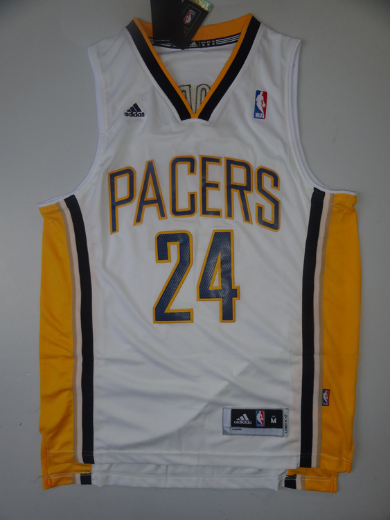 NBA Indiana Pacers Paul George White #24 Jersey Length2