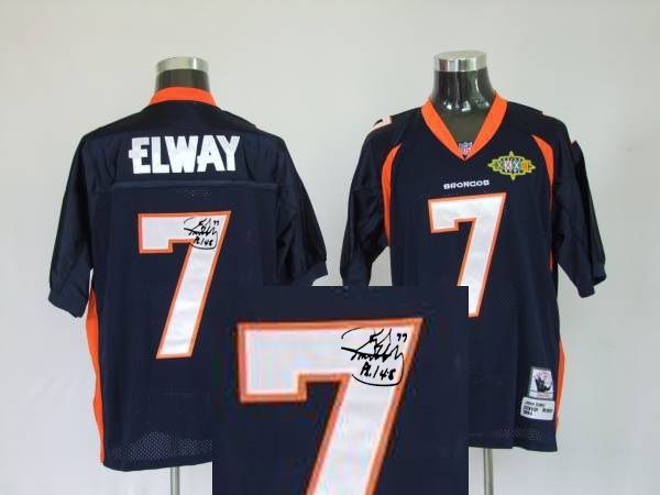 Mitchell & Ness Denver Broncos #7 Elway Signature Blue Throwback Jersey