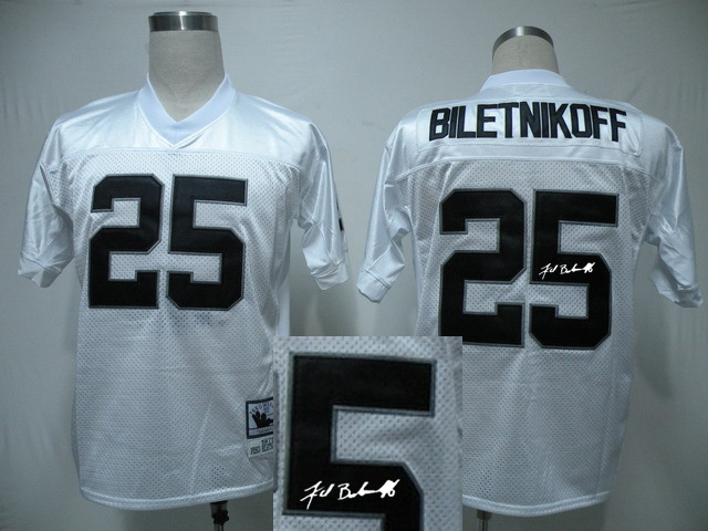 Mitchell and Ness Fred Biletnikoff Raiders #25 Signature White Jersey