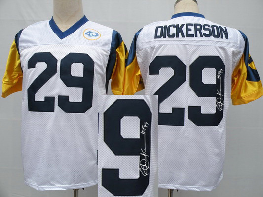 St. Louis Rams #29 Dickerson White Signature Throwback Jersey