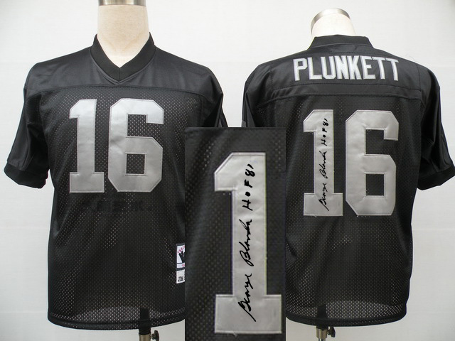 Mitchell and Ness Oakland Raiders #16 Jim Plunkett Signature Black Jersey