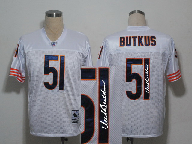 Mitchell & Ness Chicago Bears #51 Dick Butkus Throwback White Signature Jersey