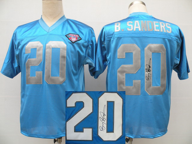 Mitchell & Ness Detroit Lions Barry Sanders #20 Blue Signature Throwback Jersey