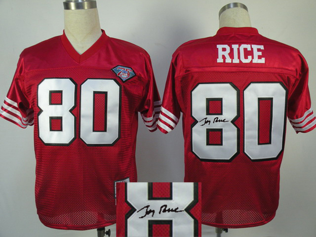 San Francisco 49ers #80 Jerry Rice D.Red Signature Throwback Jersey