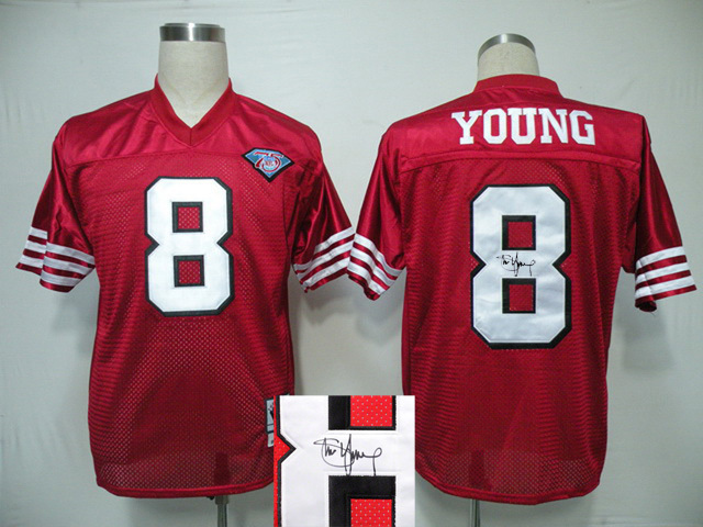 San Francisco 49ers #8 Young Signature D.Red Throwback Jersey