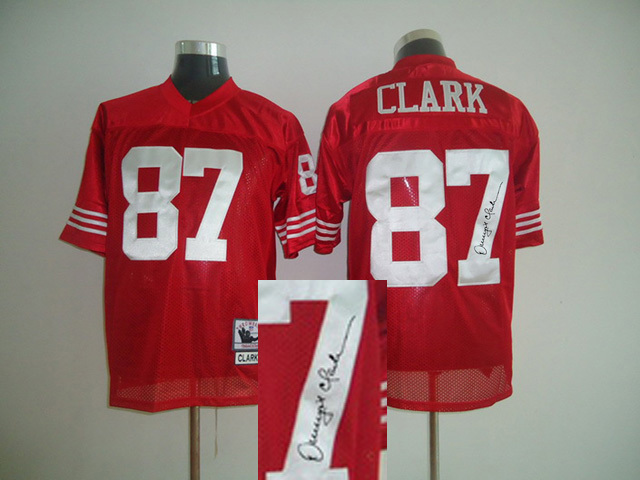 San Francisco 49ers #87 Dwight Clark Signature Red Throwback Jersey