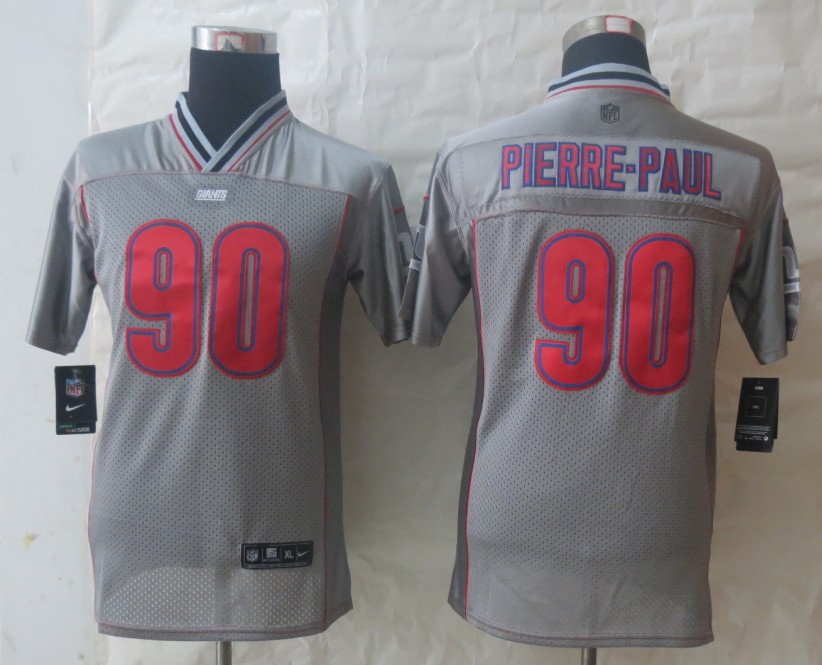 Youth 2013 NEW Nike New York Giants 90 Pierre-Paul Grey Vapor Elite Jerseys