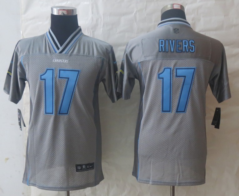 Youth 2013 NEW Nike San Diego Charger 17 Rivers Grey Vapor Elite Jerseys