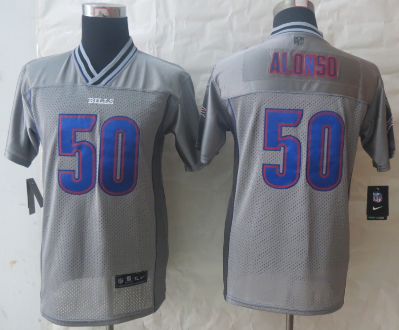 Youth 2013 NEW Nike Buffalo Bills 50 Alonso Grey Vapor Elite Jerseys