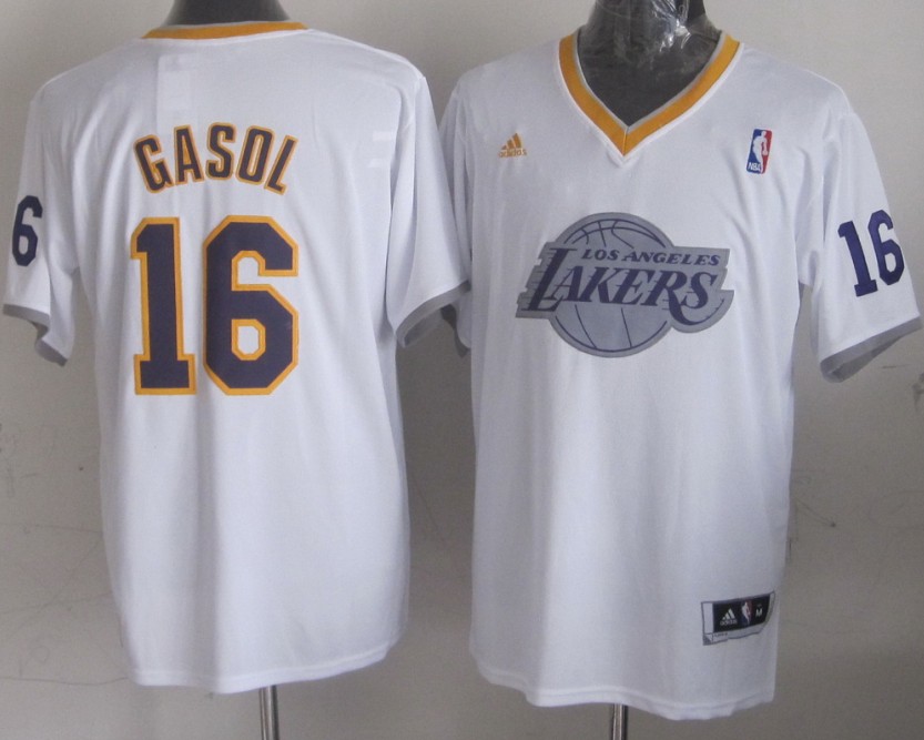 2013 Christmas version NBA Los Angeles lakers #16 Pau Gasol White Jersey