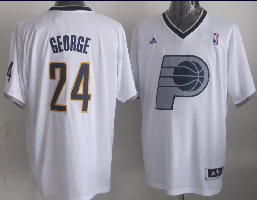 2014 Christmas Adidas Indiana Pacers #24 Paul George NBA White Jersey