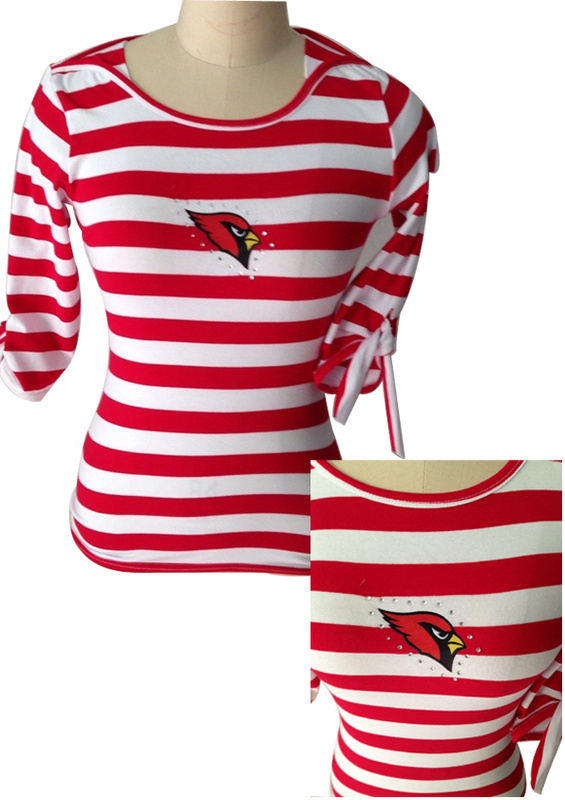 Atlanta Falcons Ladies Striped Boat Neck Three-Quarter Sleeve T-Shirt Scarlet White