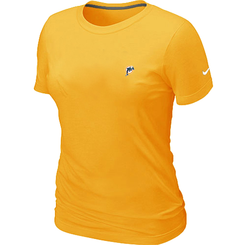 Miami Dolphins Chest embroidered logo womens T-Shirt yellow