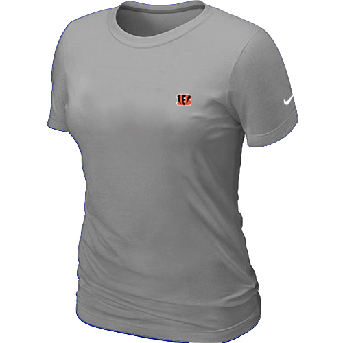 Cincinnati Bengals  Chest embroidered logo womens T-Shirt Grey
