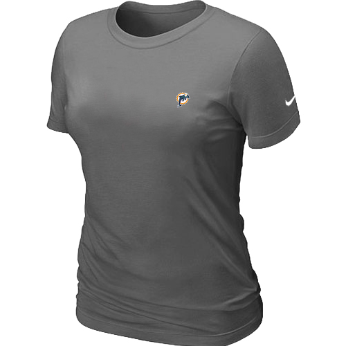 Miami Dolphins Chest embroidered logo womens T-Shirt D.Grey