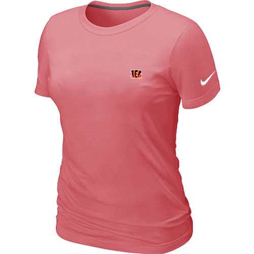 Cincinnati Bengals  Chest embroidered logo womens T-Shirt pink