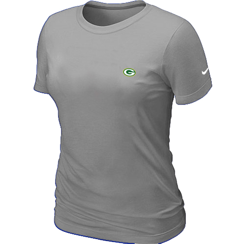 Green Bay Packers Chest embroidered logo  WOMENS T-Shirt Grey