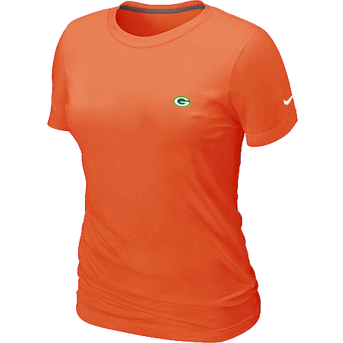 Green Bay Packers Chest embroidered logo  WOMENS T-Shirt orange