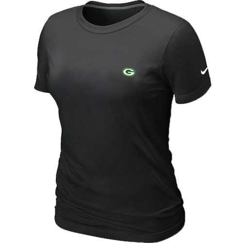 Green Bay Packers Chest embroidered logo  WOMENS T-Shirt black