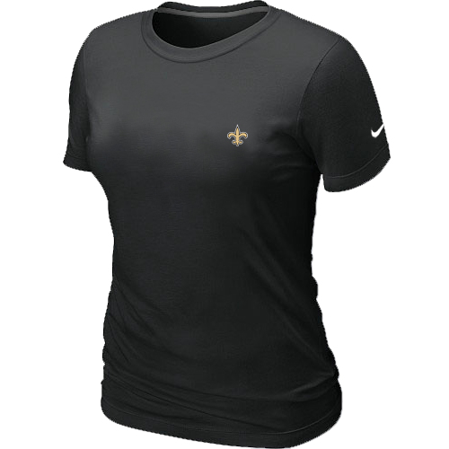 New Orleans Saints Chest embroidered logo womens t-shirt black