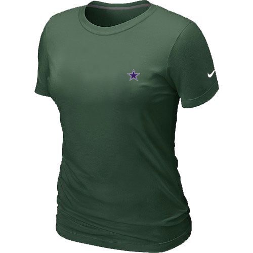 Dallas Cowboys Chest embroidered logo womensT-Shirt D.Green