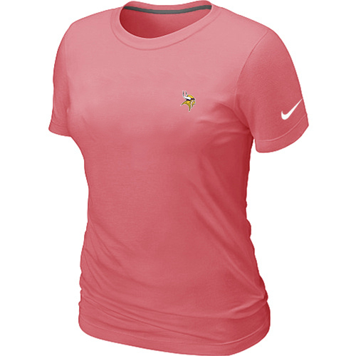 Minnesota Vikings Chest embroidered logo womens T-Shirt pink