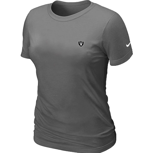 Oakland Raiders Chest embroidered logo womensT-Shirt D.Grey