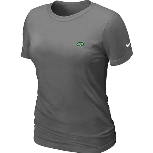 New York Jets Chest embroidered logo womens T-Shirt D.Grey