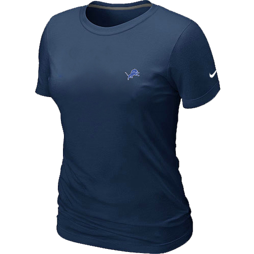 Detroit Lions Chest embroidered logo womens T-Shirt D.Blue