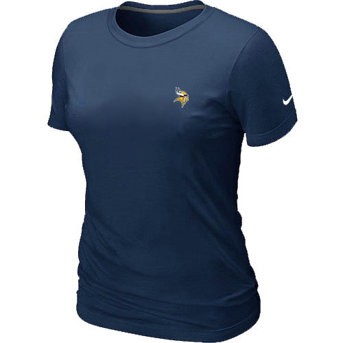 Minnesota Vikings Chest embroidered logo womens T-Shirt  D.Blue