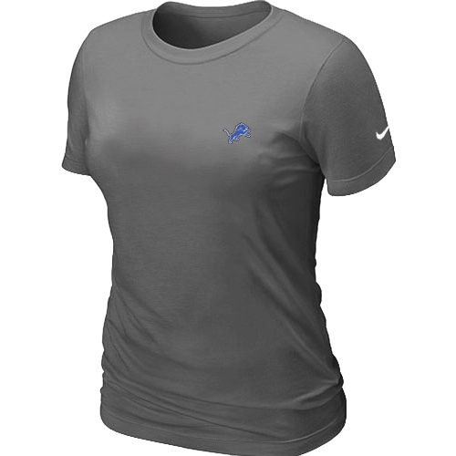 Detroit Lions Chest embroidered logo womens T-Shirt D.Grey