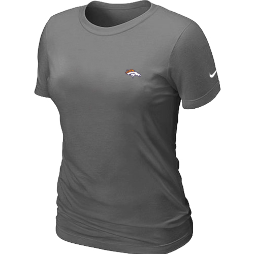 Denver Broncos Chest embroidered logo womens T-Shirt D.Grey