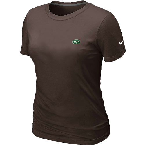 New York Jets Chest embroidered logo womens T-Shirt brown