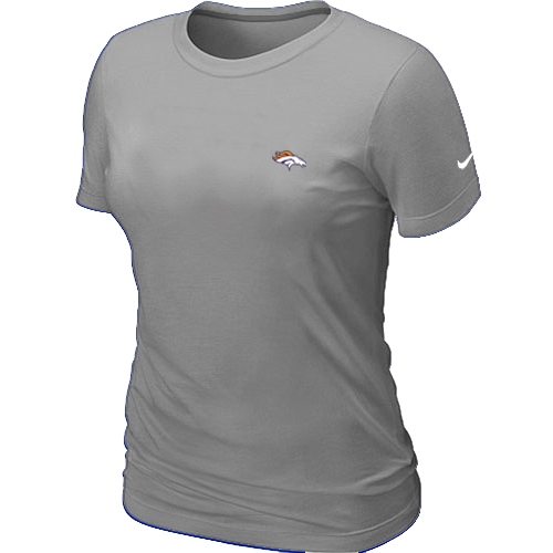 Denver Broncos Chest embroidered logo womens T-Shirt Grey