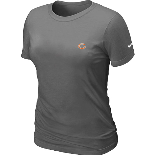 Chicago Bears Chest embroidered logo womens T-Shirt D.Grey