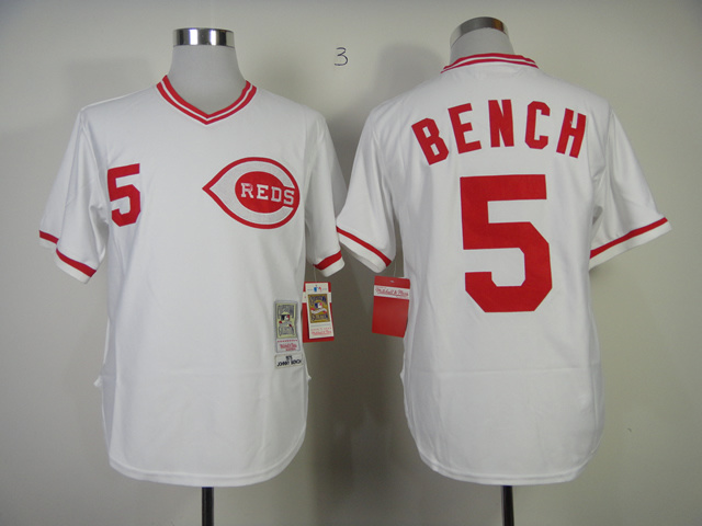 MLB Cincinnati Reds 5 BENCH 1975 White Jersey