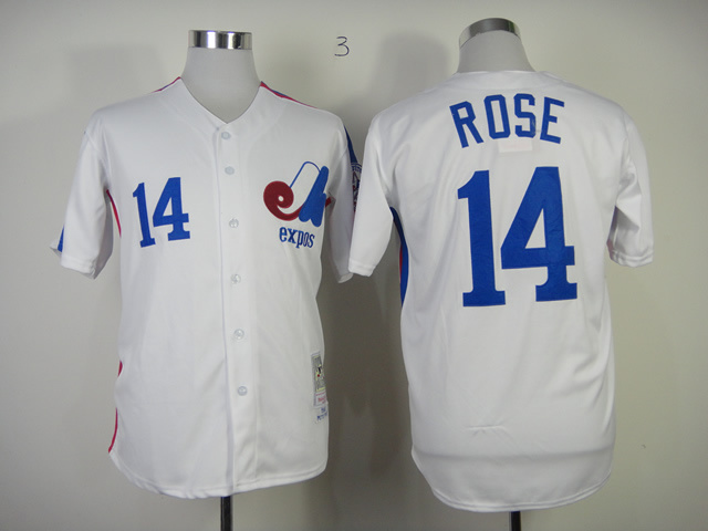 MLB Montreal Expos #14 Rose White MLB Jersey
