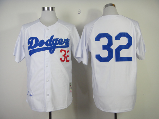 Los Angeles Dodgers #32 Sandy Koufax 1955 Throwback White Jersey