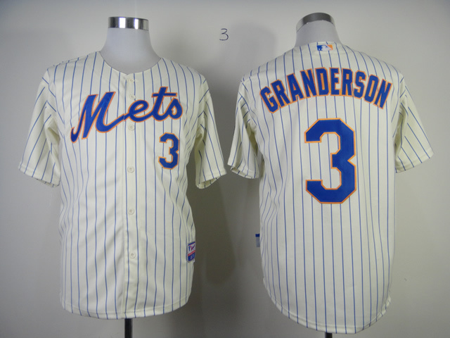 MLB New York Mets #3 Granderson Cream Jersey