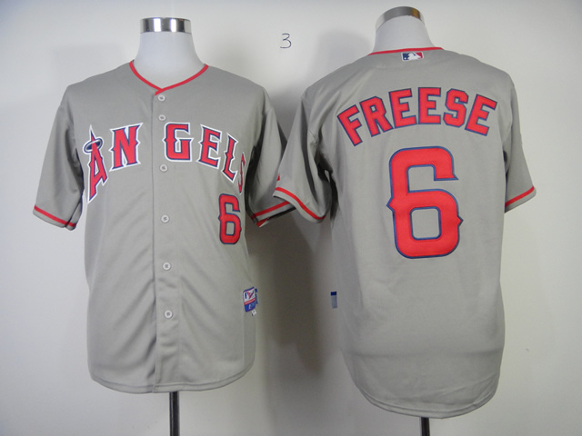 MLB Los Angeles Angeles #6 David Freese Grey Jersey