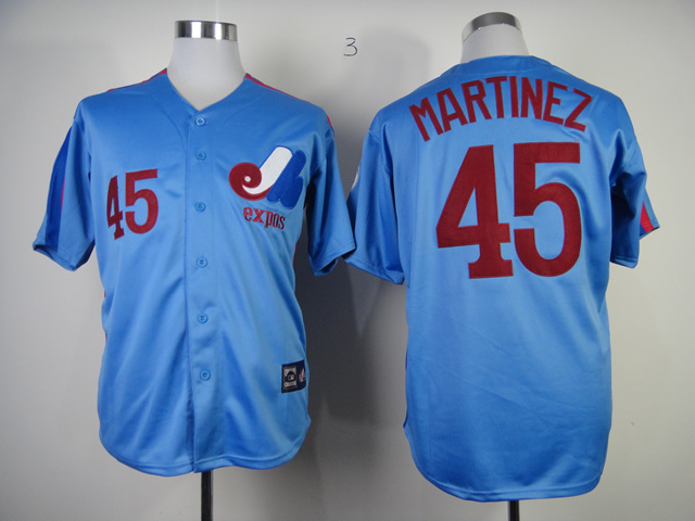 MLB Montreal Expos #45 Martinez Blue Jersey