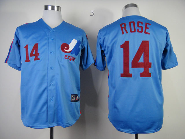 MLB Montreal Expos #14 Rose Blue Jersey