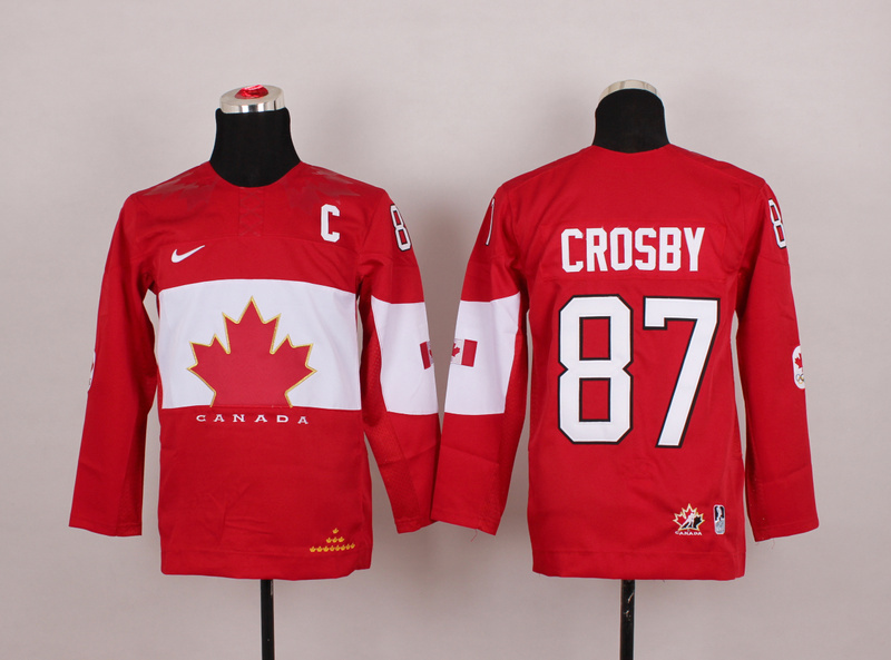 2014 Olympic Canada #87 Crosby Youth Red Jersey with C patch